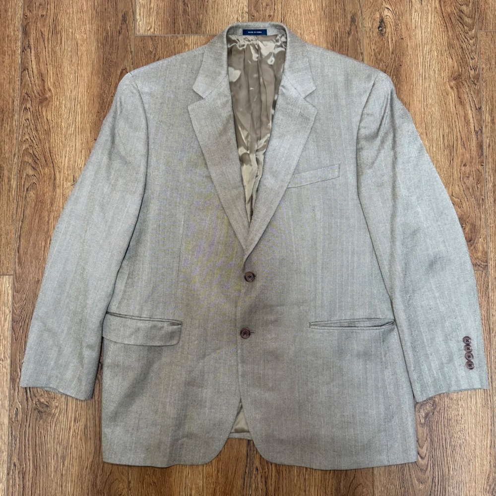 Ralph Lauren 100% Silk Blazer Men's 46R Brown Tan Luxury Sport Coat Career